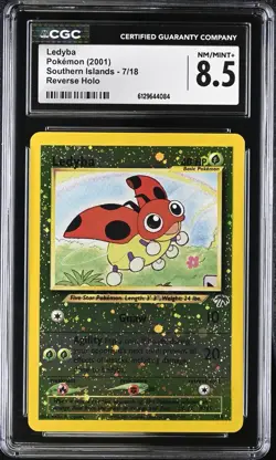 CGC 8.5 NM MINT + Ledyba 7/18 Southern Islands Reverse Holo Promo WOTC Pokemon - Image 1
