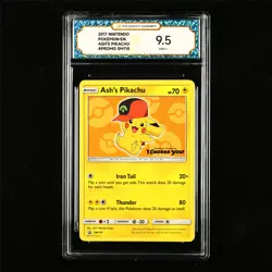 TQG 9.5 MINT+ 2017 Pokemon ENG Ash's Pikachu SM110 Promo - Image 1