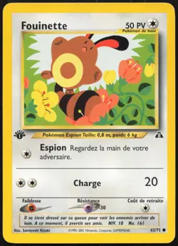 Carte Pokemon Fouinette 63/75 Edition 1 Neo Discovery Francais - Image 1