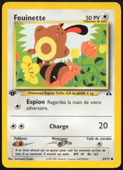 Carte Pokemon Fouinette 63/75 Edition 1 Neo Discovery Francais - Image 1