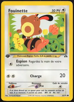 Carte Pokemon Fouinette 63/75 Edition 1 Neo Discovery Francais - Image 1