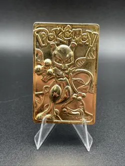 Pokemon Gold Mewtwo Card 1999 Burger King 23K Gold Plated Mewtwo Card - Image 1