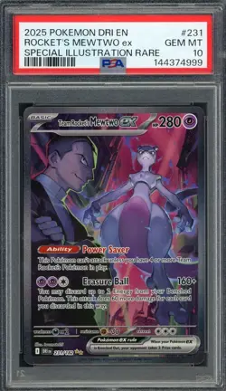 PSA 10 Team Rocket's Mewtwo ex (SIR) Destined Rivals 231/182 Pokemon Card B13 - Image 1