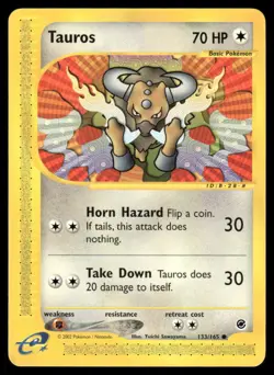 Pokemon Cards Tauros 133/165 Expedition Base Set WOTC Common LP - Image 1