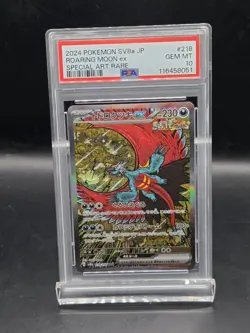 PSA 10 Roaring Moon ex SAR 218/187 sv8a Terastal Festival Japanese Pokemon Card - Image 1