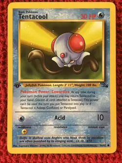 Tentacool 56/62 Fossil 1st Edition Common Pokemon Card LP WOTC Vintage - Image 1