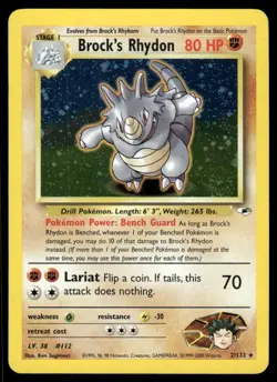 *TUE NIGHT* Brock's Rhydon 2/132 Gym Heroes Holo Rare - Image 1