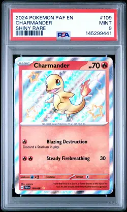 2024 POKEMON PAF EN-PALDEAN FATES SHINY RARE #109 CHARMANDER PSA 9 - Image 1