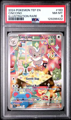 2024 Pokemon TEF EN - CINCCINO #183 - Illustration Rare PSA 8 Pokemon - Image 1