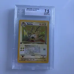 Raichu Holo 1999 Pokemon Fossil 1st Edition # 14 Graded 7.5 Vintage Pokemon - Image 1