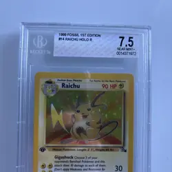 Raichu Holo 1999 Pokemon Fossil 1st Edition # 14 Graded 7.5 Vintage Pokemon - Image 2