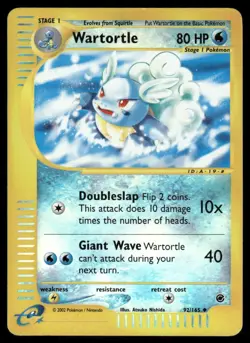 *TUE NIGHT* Wartortle 92/165 Reverse Holo Expedition Base Set Uncommon - Image 1