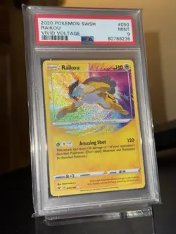 2020 POKEMON SWORD & SHIELD VIVID VOLTAGE #050 RAIKOU PSA 9 - Image 1