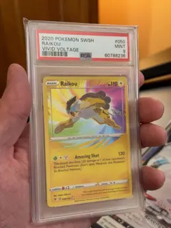 2020 POKEMON SWORD & SHIELD VIVID VOLTAGE #050 RAIKOU PSA 9 - Image 3