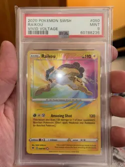 2020 POKEMON SWORD & SHIELD VIVID VOLTAGE #050 RAIKOU PSA 9 - Image 4