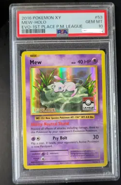 2016 Pokemon XY EVO - Mew - Holo PSA 10 - 1st Place P.M. League - Image 1