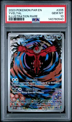 PSA 10 GEM MINT Yveltal Paradox Rift Illustration Rare 2023 Pokemon 205/182 - Image 1