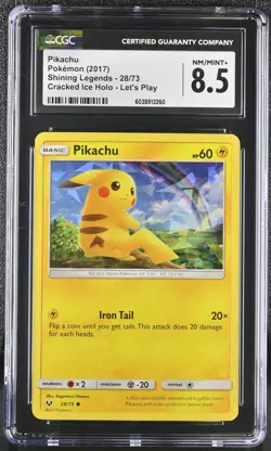 Pokemon GRADED 2017 Pikachu 28/73 Shining Legends NM/8.5 CGC ENGLISH - Image 1