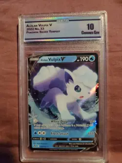 Graded 10 Pokemon TCG Alolan Vulpix V Sword & Shield - Silver Tempest 033/195 - Image 1