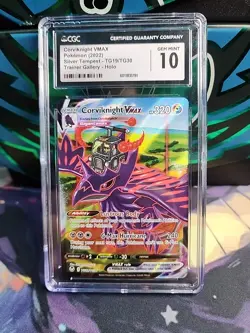CGC 10 GEM MINT CORVIKNIGHT VMAX TG19/TG30 Pokemon Silver Tempest FULL ART HOLO - Image 1