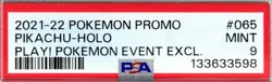 Pikachu 065/202 PLAY! Pokemon Promo Holo PSA 9 Mint Event Exclusive - Image 4