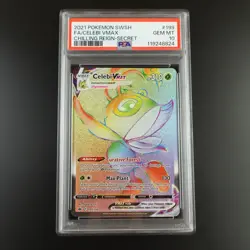 PSA 10 Celebi Vmax 199/198 Chilling Reign Rainbow Rare Holo Pokemon Card - Image 1