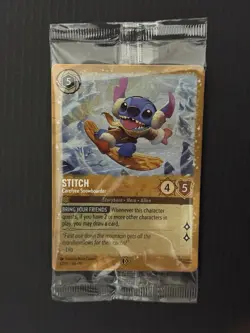 Disney Lorcana Stitch Carefree Snowboarder Promo Glimmer Foil - Image 1
