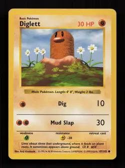Diglett 47/102 Common Base Set Pokemon Lightly Played - Image 1