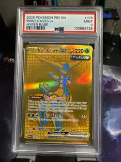 2025 POKEMON PRE EN-PRISMATIC EVOLUTIONS HYPER RARE #176 IRON LEAVES EX PSA 9 - Image 1