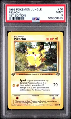 PSA 9 Pikachu 60/64 1st Edition Jungle 1999 Pokemon Card - Image 1