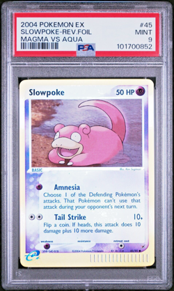 PSA 9 Slowpoke Reverse Holo 45/95 EX Magma Vs Aqua 2004 Pokemon Card - Image 1
