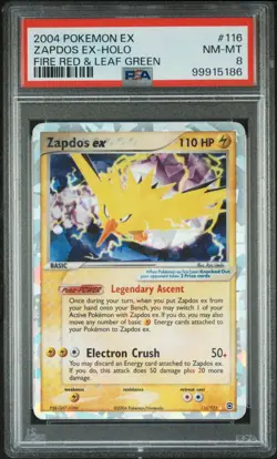 PSA 8 Zapdos ex Holo 116/112 EX Fire Red & Leaf Green 2004 Pokemon Card - Image 1