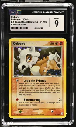 CGC 9 Cubone Reverse Holo 51/109 EX Team Rocket Returns 2004 Pokemon Card - Image 1