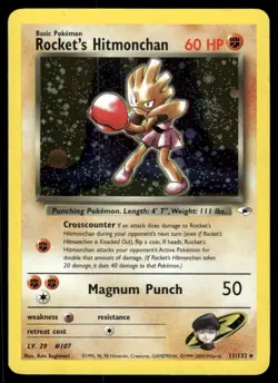 *TUE NIGHT* Rocket's Hitmonchan 11/132 Gym Heroes Holo Rare - Image 1