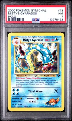 PSA 7 Misty's Gyarados Holo 13/132 Gym Challenge 2000 Pokemon Card - Image 1