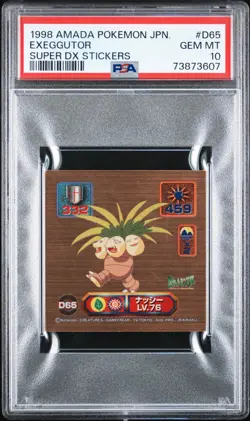 PSA 10 Exeggutor #D65 Super DX Stickers 1998 Amada Pokemon Sticker - Image 1