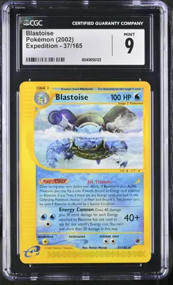 CGC 9 Blastoise 37/165 Expedition 2002 Pokemon Card - Image 1