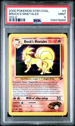 PSA 9 Brock's Ninetales Holo 3/132 Gym Challenge 2000 Pokemon Card - Image 1