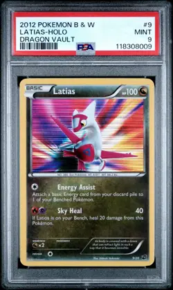 PSA 9 Latias Holo 9/20 Dragon Vault 2012 Pokemon Card - Image 1