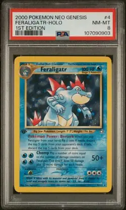 PSA 8 Feraligatr 1st Edition Holo 4/111 Neo Genesis 2000 Pokemon Card - Image 1