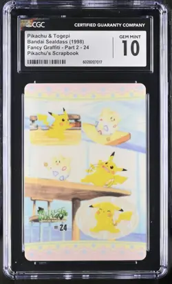 CGC 10 Pikachu & Togepi #24 Bandai Sealdass Fancy Graffiti Pokemon Card - Image 1