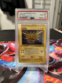 1999 Zapdos 1st Edition Fossil Non Holo #30 PSA 10 - Image 1