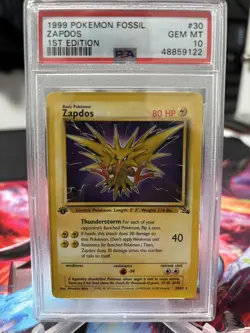 1999 Zapdos 1st Edition Fossil Non Holo #30 PSA 10 - Image 3