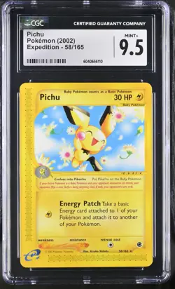 CGC 9.5 Pichu 58/165 Expedition 2002 Pokemon Card - Image 1
