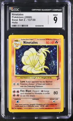 CGC 9 Ninetales Holo 13/130 Base Set 2 2000 Pokemon Card - Image 1