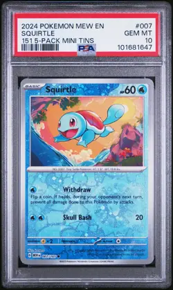PSA 10 Squirtle Cosmos Holo 007/165 Promo 151 5-Pack Mini Tins Pokemon Card - Image 1