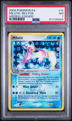 PSA 7 Milotic Reverse Holo 12/101 EX Hidden Legends 2004 Pokemon Card - Image 1
