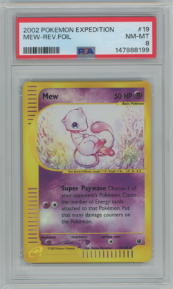 Pokemon EXPEDITION MEW #19 REVERSE HOLO FOIL CARD PSA 8 NM-MT - Image 1