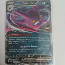 Team Rocket's Crobat ex 122/182 Pokemon Card Double Rare Dark Holog - Image 1