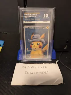 Pikachu Grey Felt Hat Van Gogh Promo SVP 085 ACE 10 GEM MINT Pokemon Card - Image 1